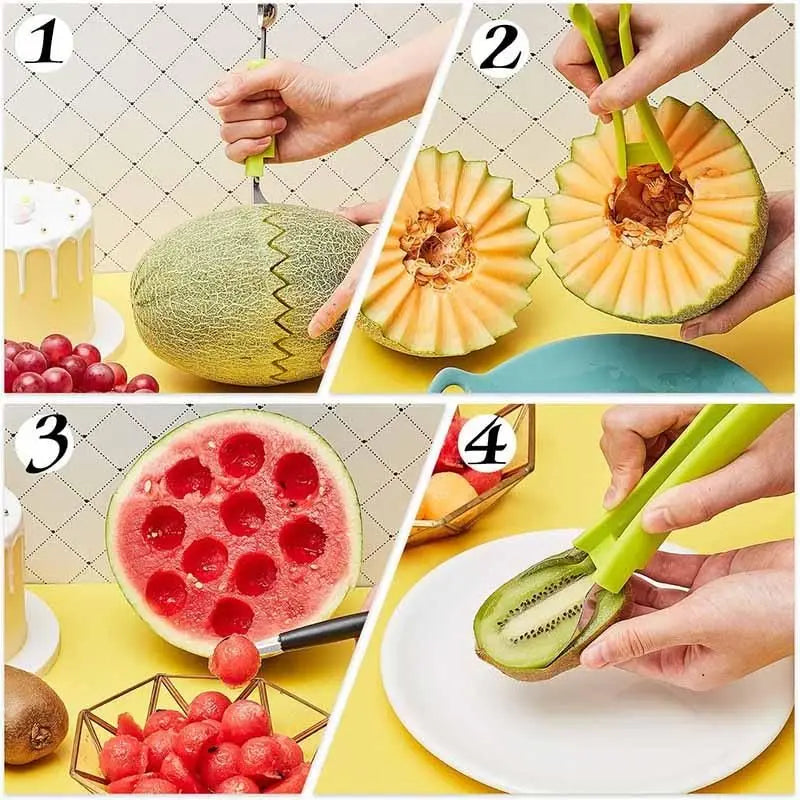 4 in 1 Stainless Steel Fruit Kitchen Tool Set