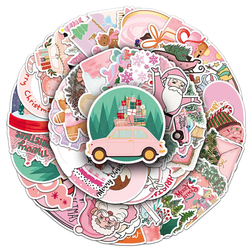 Pink Christmas Stickers