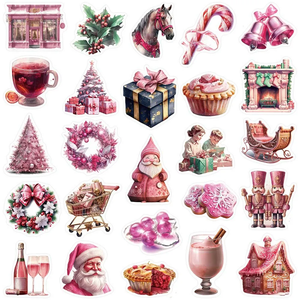 Pink Christmas Stickers