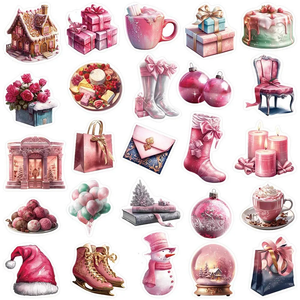 Pink Christmas Stickers