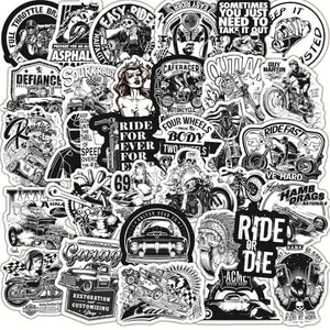 Moto Racing Black and White Stickers