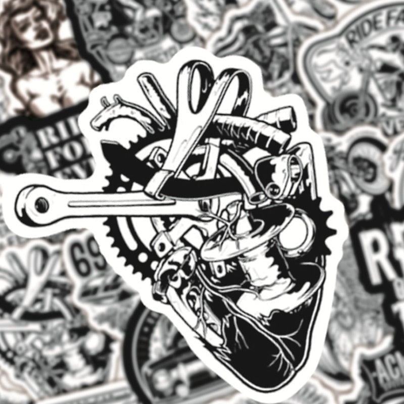 Moto Racing Black and White Stickers