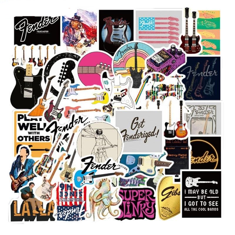 Rock And Roll Guitar Music Stickers