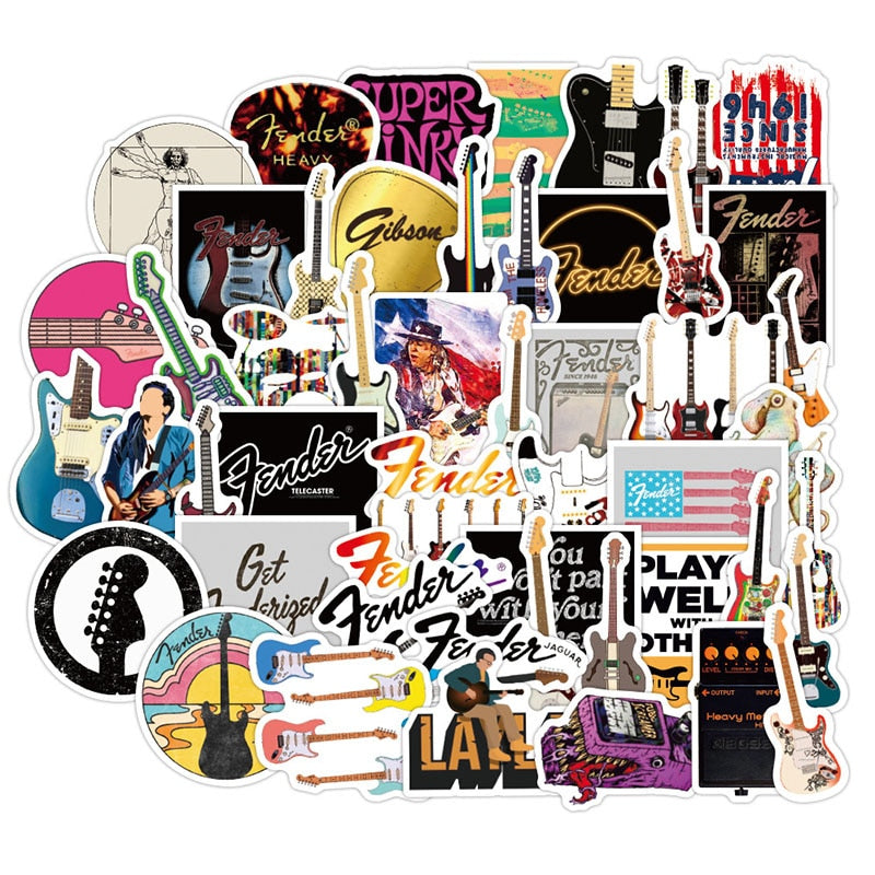 Rock And Roll Guitar Music Stickers