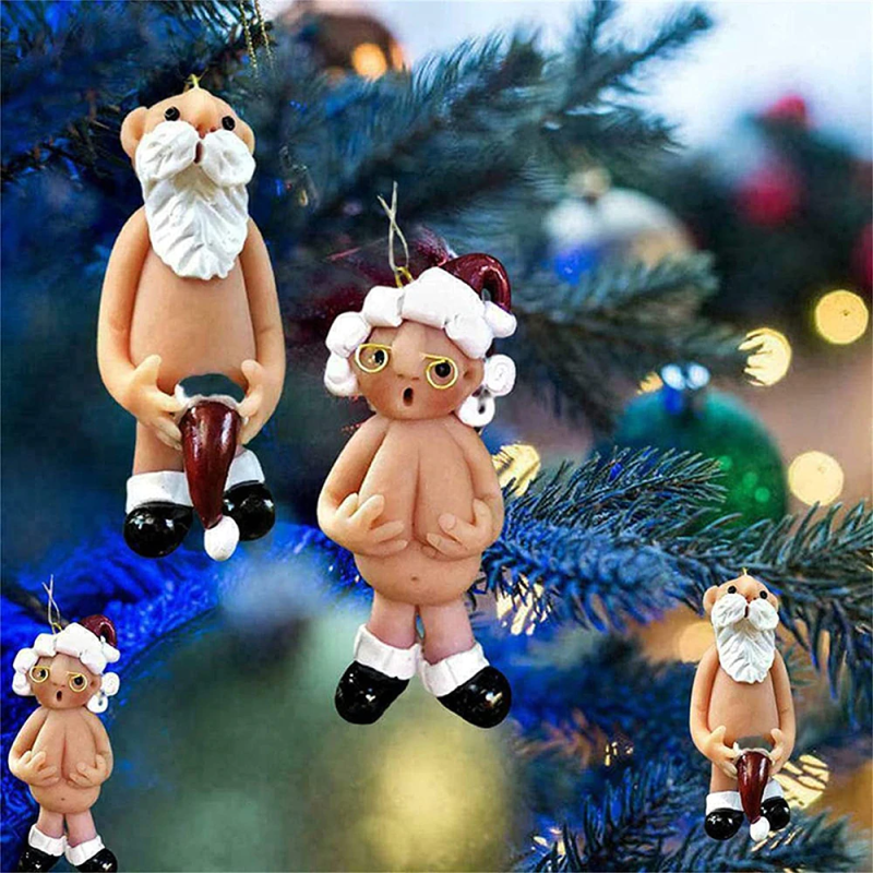 Funny Naked Santa Claus Resin Doll Ornament