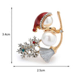 Snowman Witch On a Sweep Simulated-pearl Rhinestone Brooches Pins Gift