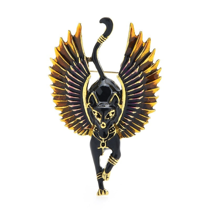 Angel Cat Egypt With Wings Enamel Brooch Pins Gifts