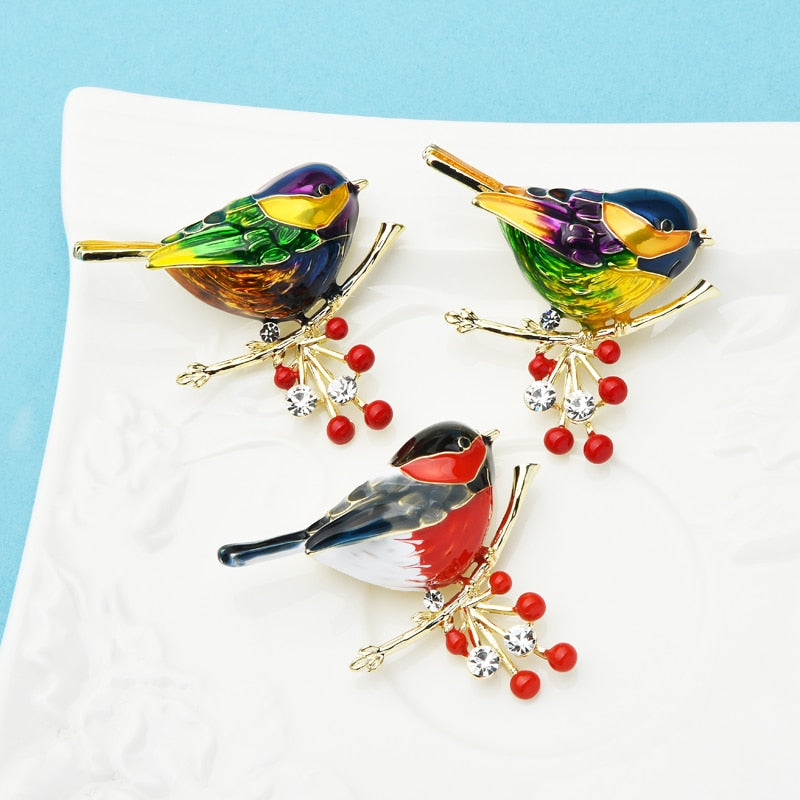 Bird Enamel Brooch Pin Gift