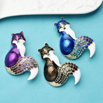 Fox Rhinestone Enamel Brooch Pins Gifts