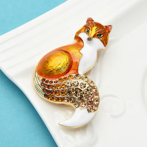 Fox Rhinestone Enamel Brooch Pins Gifts