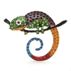 Lizard Chameleon Multicolor Brooch Pín Gift