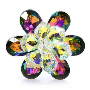 Shining Glass Flower Office Brooch Pin New Year Gifts