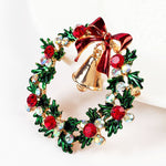 Christmas Flower Wreach Bell Enamel Brooch Pins Gift