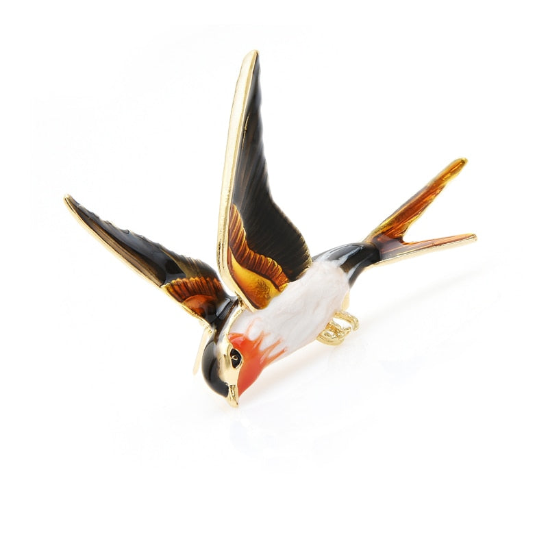 Bird Enamel Flying Swallow Brooch Pins Gift