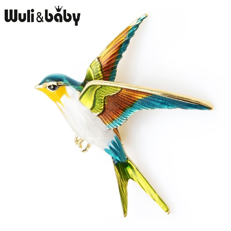 Bird Enamel Flying Swallow Brooch Pins Gift