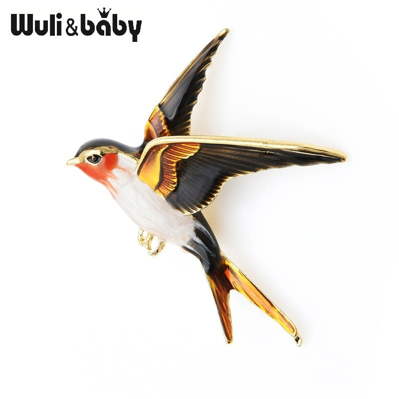 Bird Enamel Flying Swallow Brooch Pins Gift