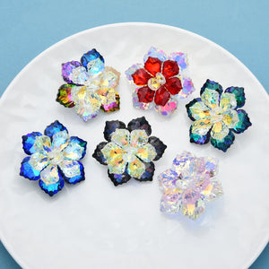 Shining Glass Flower Office Brooch Pin New Year Gifts