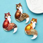 Fox Rhinestone Enamel Brooch Pins Gifts