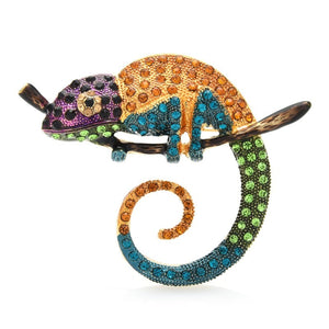 Lizard Chameleon Multicolor Brooch Pín Gift