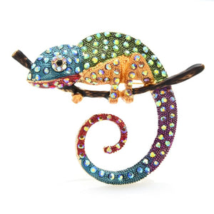 Lizard Chameleon Multicolor Brooch Pín Gift