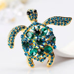 Sea Turtle Green Rhinestone Brooch Pins Gift