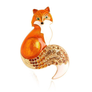 Fox Rhinestone Enamel Brooch Pins Gifts