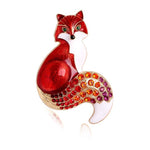 Fox Rhinestone Enamel Brooch Pins Gifts