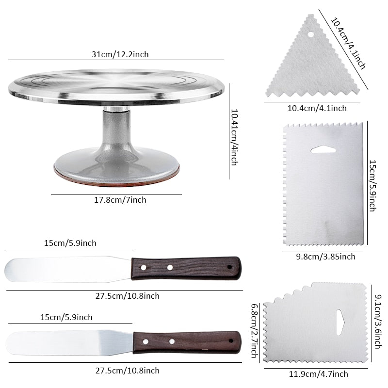 Turntable Cake Set Rotating Cake Stand Tools 6Pcs/set