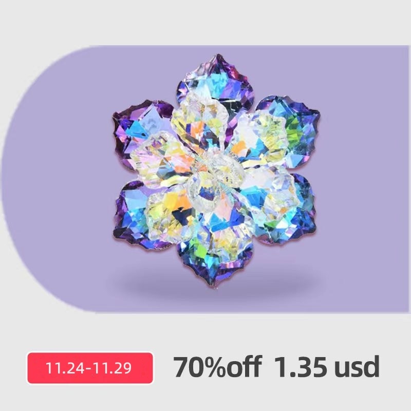 Shining Glass Flower Office Brooch Pin New Year Gifts