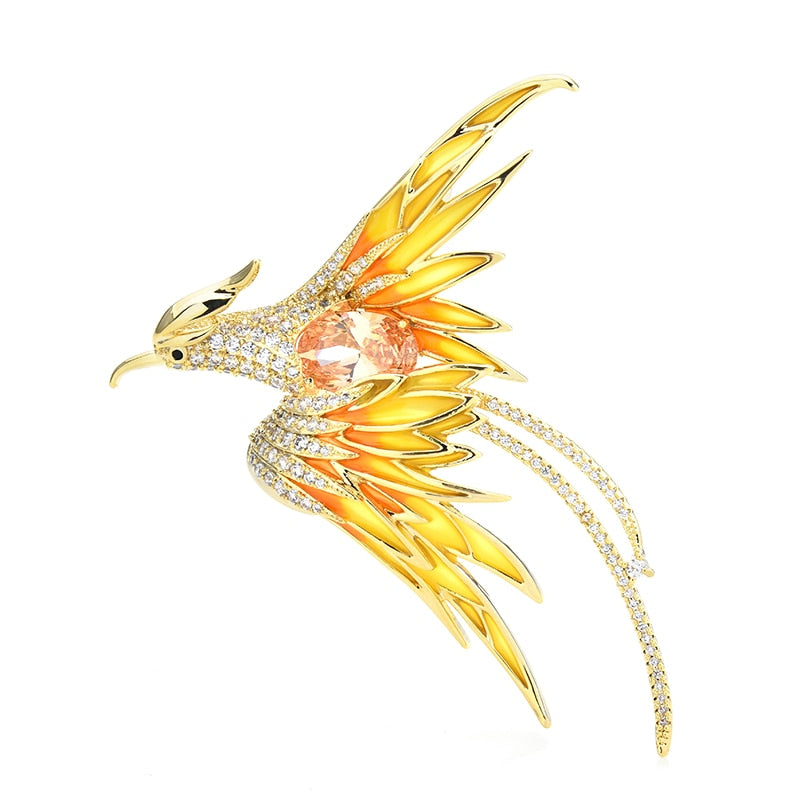 Crystal Phoenix Bird Enamel Office Brooch Pin Gifts