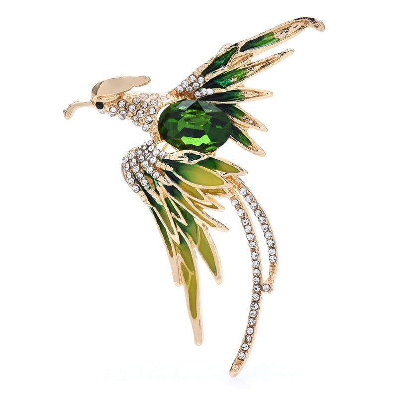 Crystal Phoenix Bird Enamel Office Brooch Pin Gifts