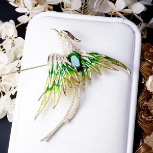 Crystal Phoenix Bird Enamel Office Brooch Pin Gifts