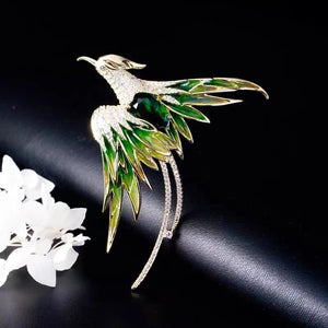 Crystal Phoenix Bird Enamel Office Brooch Pin Gifts