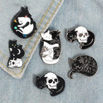 Cat And Skull Enamel Pin