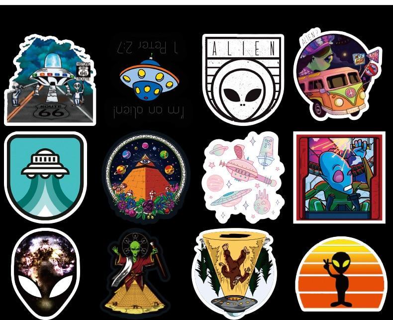 UFO Alien Rocket Stickers