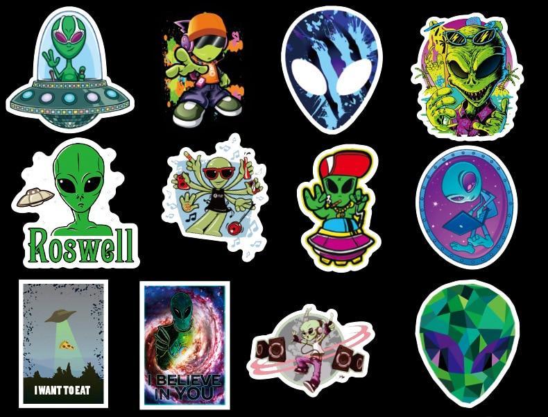 UFO Alien Rocket Stickers