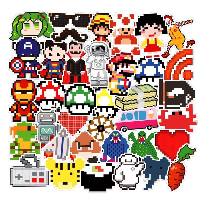 Pixel Mario Nintendo Stickers