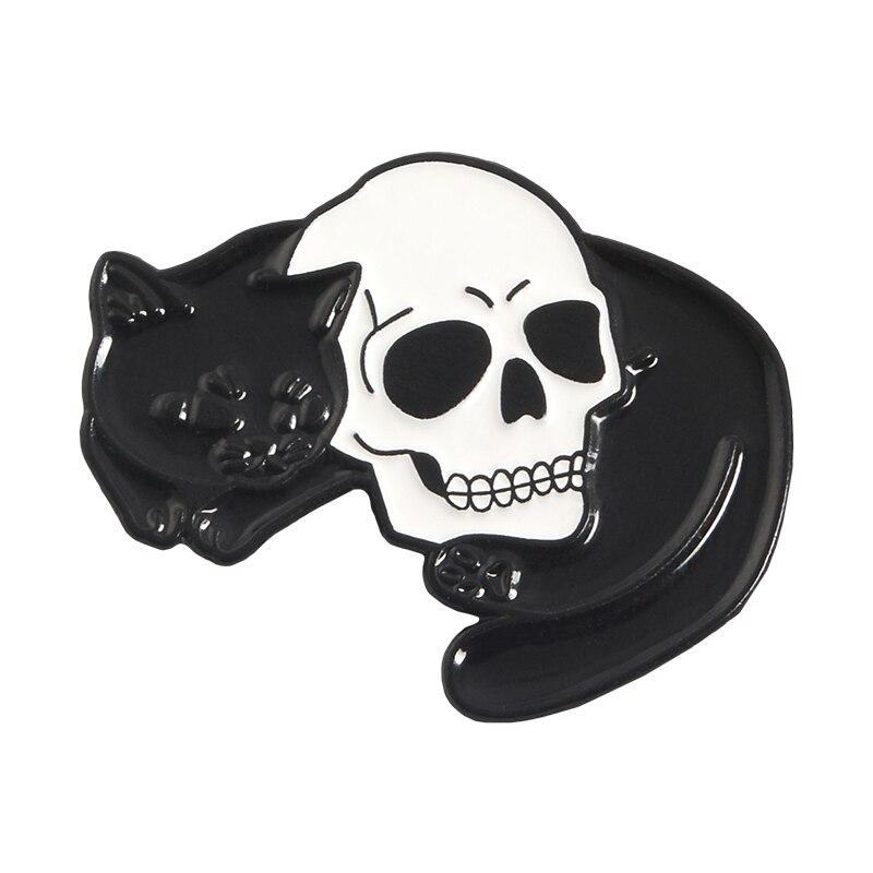 Cat And Skull Enamel Pin