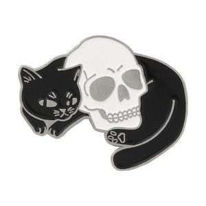 Cat And Skull Enamel Pin