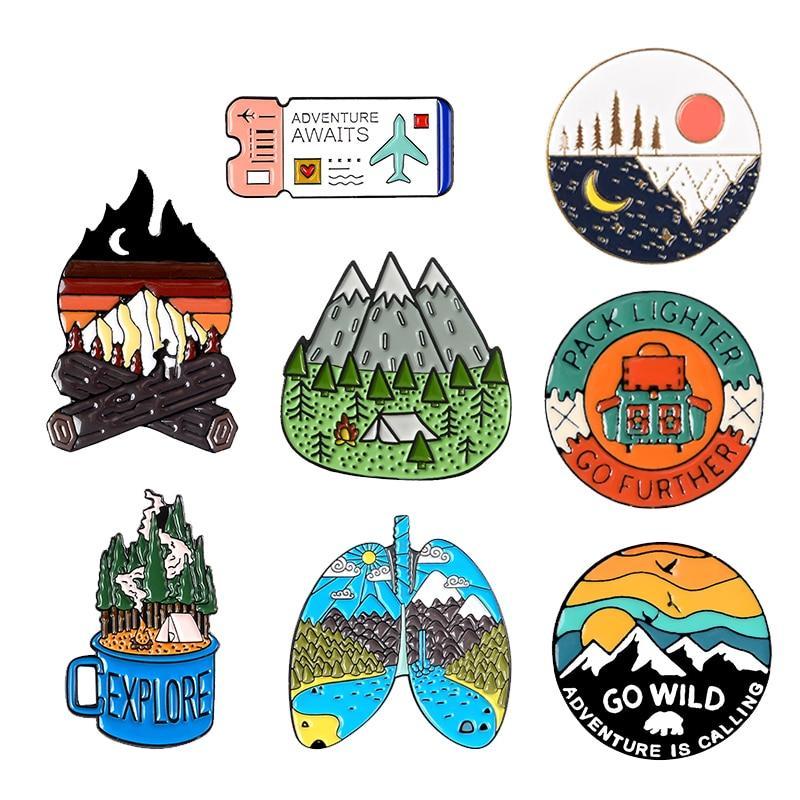 Camping Enamel Pin