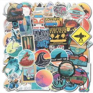 Surfing Retro Stickers