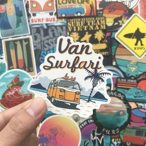 Surfing Retro Stickers