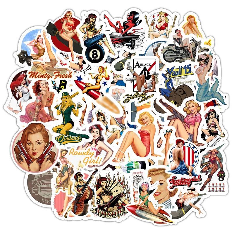 Retro Sexy Beauty Girls Stickers