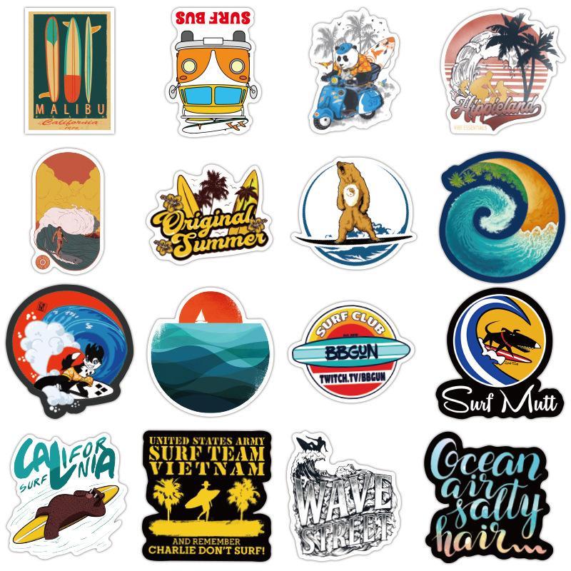 Summer Surf Beach Stickers