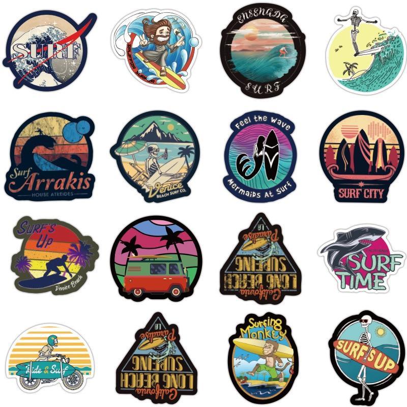 Summer Surf Beach Stickers