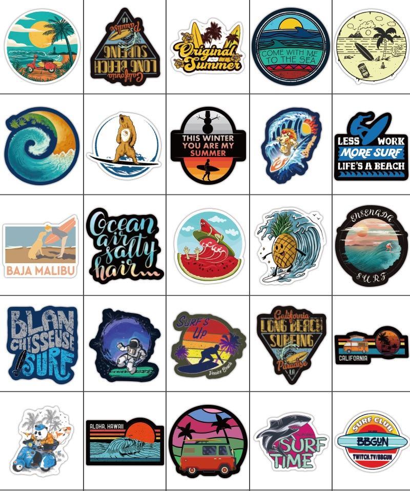 Summer Surf Beach Stickers