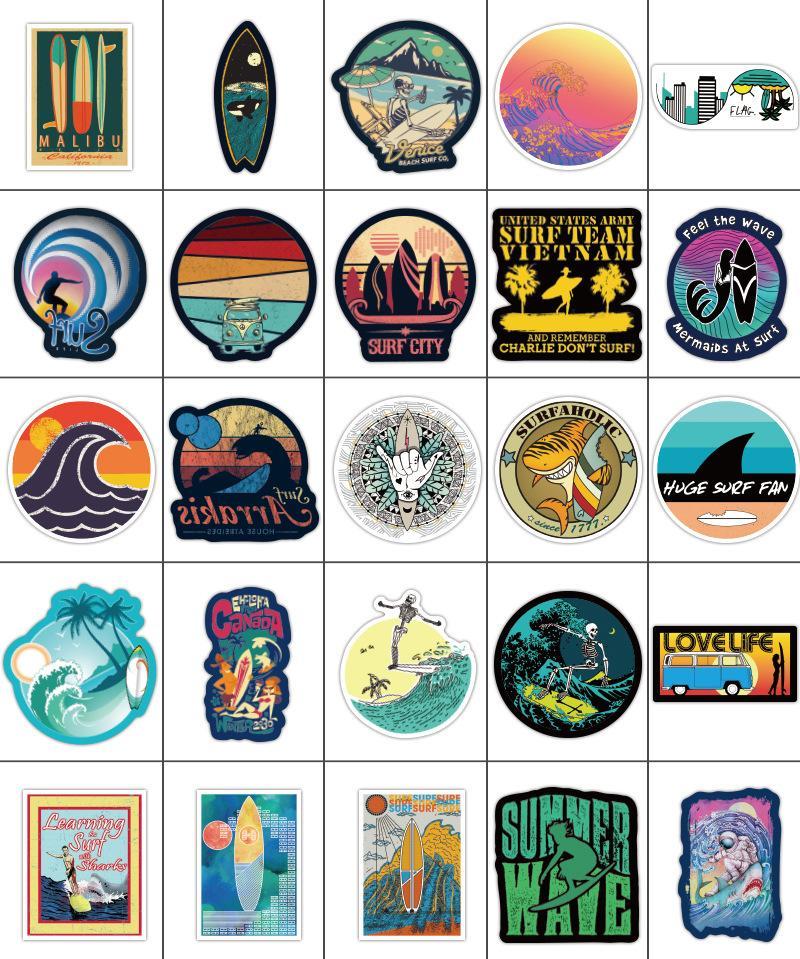 Summer Surf Beach Stickers