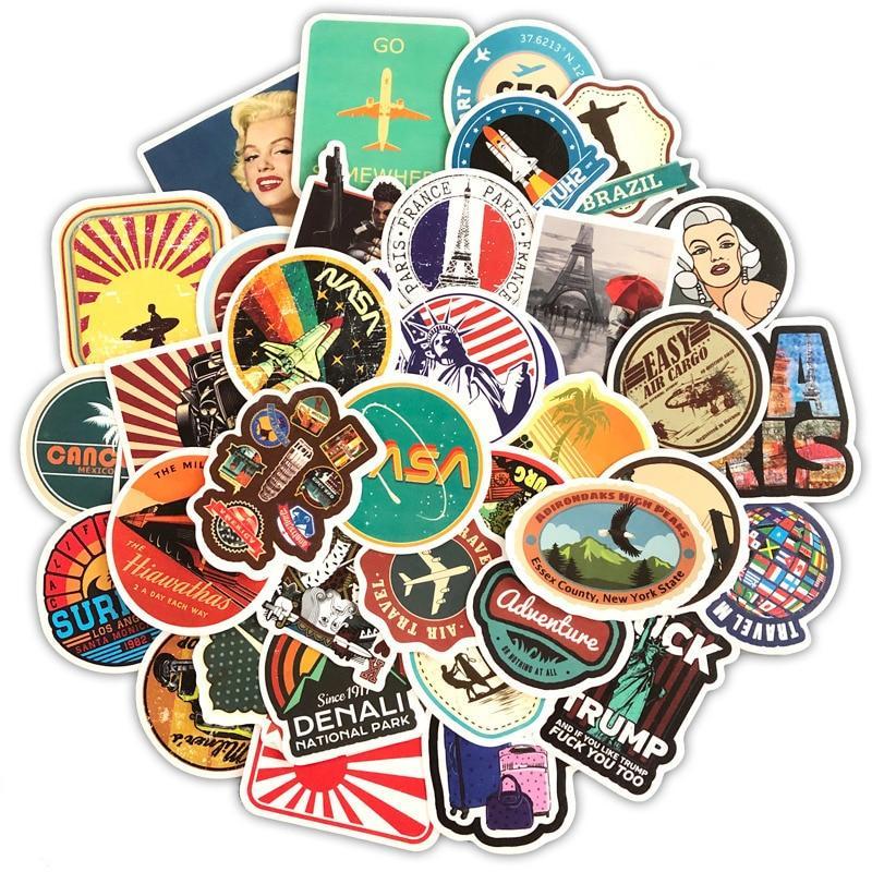 Retro Travel Signs Stickers