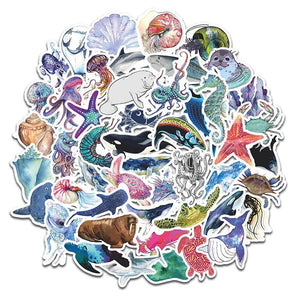 Blue Marine Life Stickers