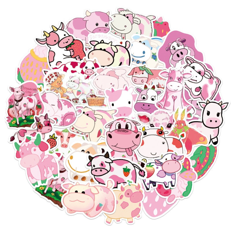 Strawberry Cow Kawaii VSCO Stickers